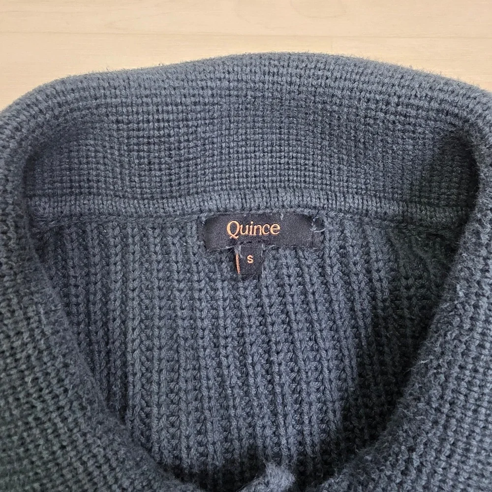 Quince Mens Organic Cotton Ribbed Knit Polo Sweater Big Sur Green Size Small